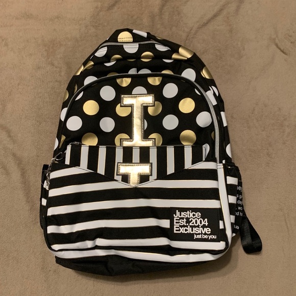 justice black backpack